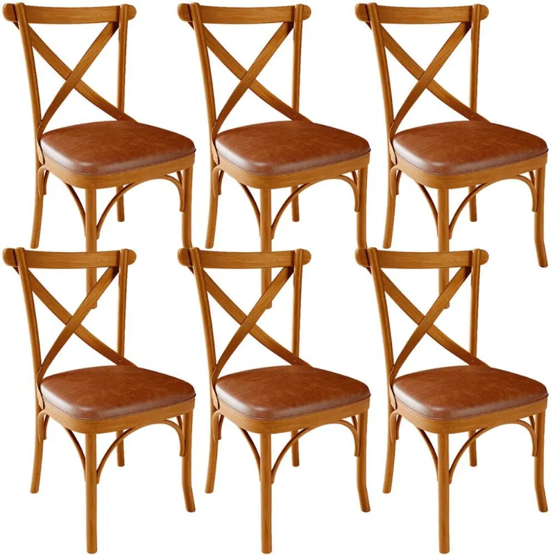 Kit 06 Cadeiras Para Sala de Jantar e Estar Living Estofada Ávila L02 Couríssimo Camel - Lyam - Lyam Decor