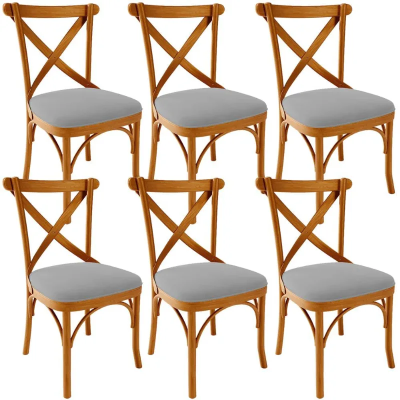 Kit 06 Cadeiras Para Sala de Jantar e Estar Living Estofada Ávila L02 Suede Cinza - Lyam - Lyam Decor