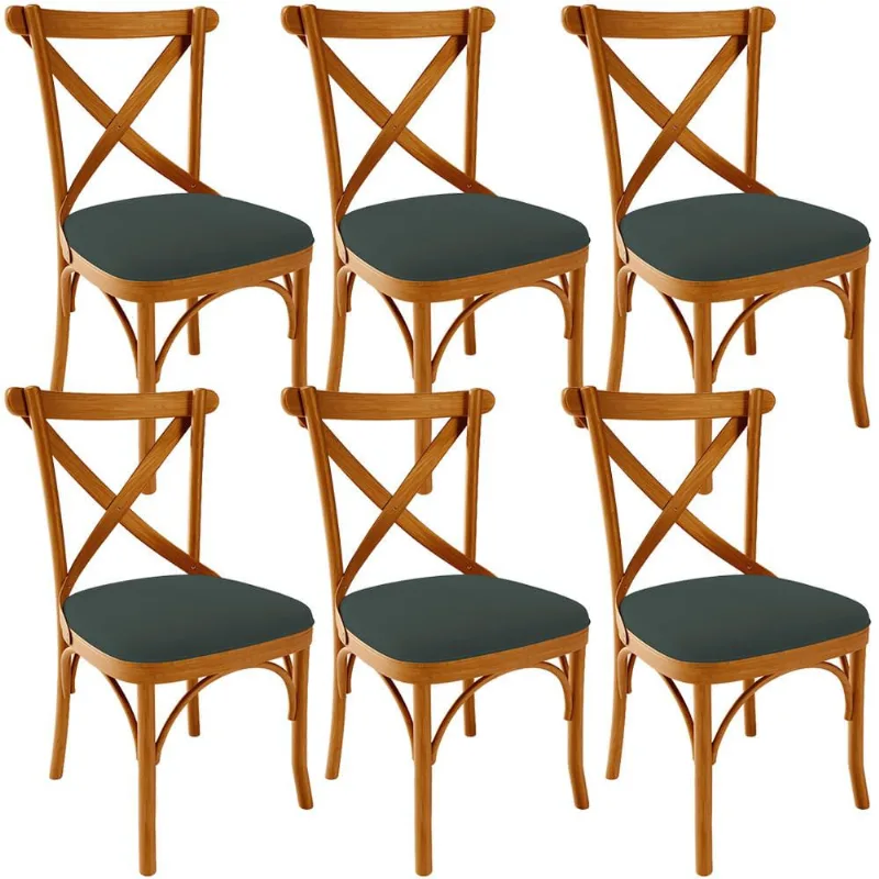 Kit 06 Cadeiras Para Sala de Jantar e Estar Living Estofada Ávila L02 Suede Verde Musgo - Lyam - Lyam Decor