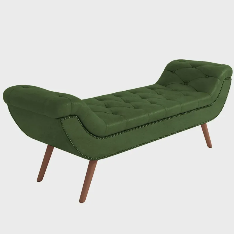 Puff Recamier Decorativo com Tachas 140 cm Santorini Couríssimo Verde - Lyam Decor