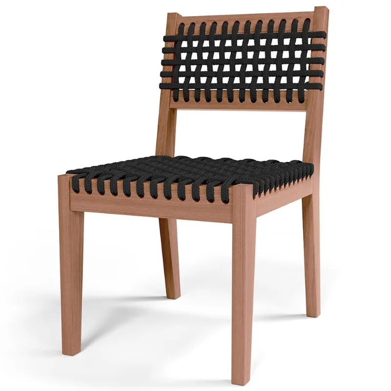 Cadeira Para Área Externa Cozinha Varanda Corda Náutica Preto Giardino G01 Castanheira - Lyam Decor - Lyam Decor