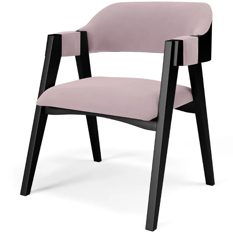 Cadeira Para Sala de Jantar Estar Living Estofada Suran L02 Preto Suede Rosê - Lyam Decor - Lyam Decor