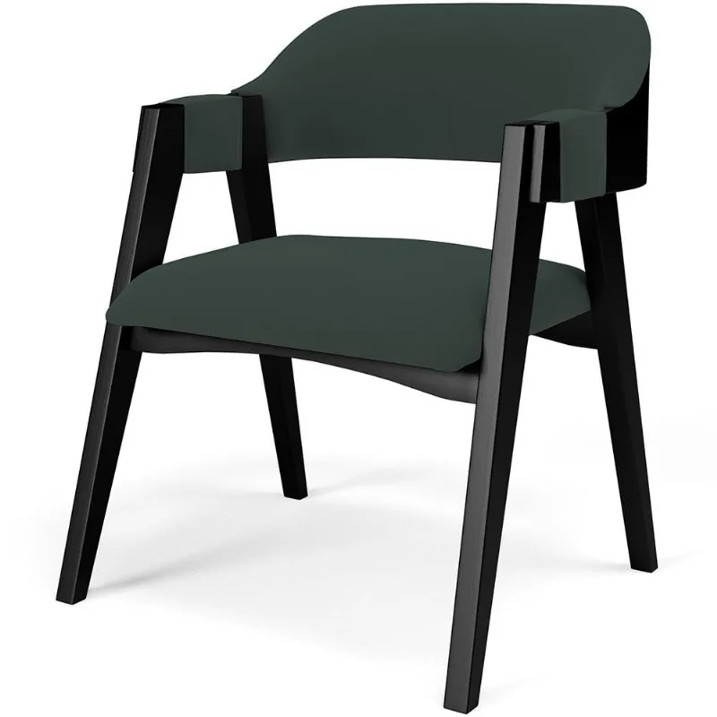 Cadeira Para Sala de Jantar Estar Living Estofada Suran L02 Preto Suede Verde Musgo - Lyam Decor