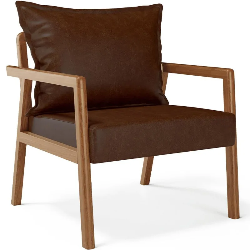 Poltrona Decorativa Para Sala de Estar e Living Alícia B04 Couríssimo Marrom - Lyam Decor