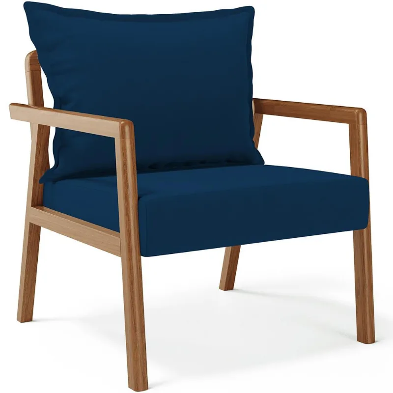 Poltrona Decorativa Para Sala de Estar e Living Alícia B04 Suede Azul Marinho - Lyam Decor
