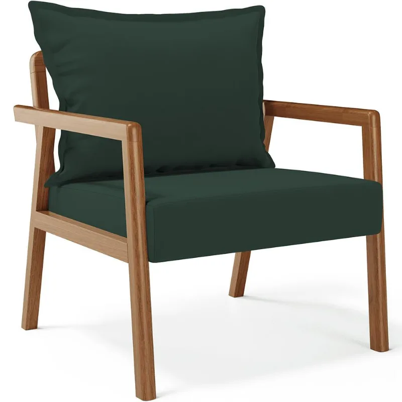 Poltrona Decorativa Para Sala de Estar e Living Alícia B04 Suede Verde Musgo - Lyam Decor