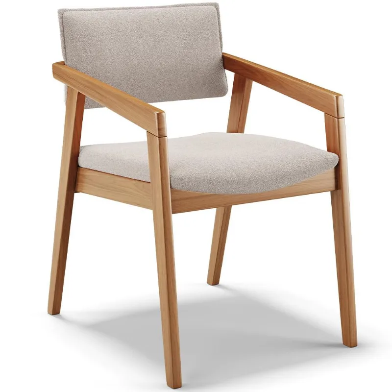 Cadeira Para Sala de Jantar Estar Living Giorgia B04 Bouclê Creme - Lyam Decor - Lyam Decor