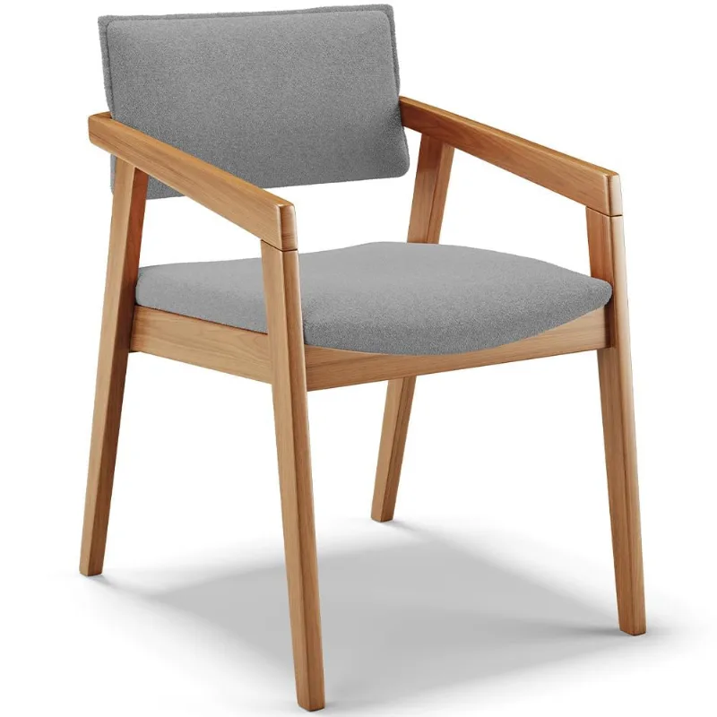 Cadeira Para Sala de Jantar Estar Living Giorgia B04 Bouclê Cinza - Lyam Decor - Lyam Decor