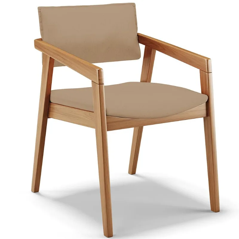 Cadeira Para Sala de Jantar Estar Living Giorgia B04 Linho Bege Escuro - Lyam Decor - Lyam Decor