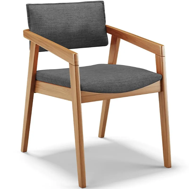 Cadeira Para Sala de Jantar Estar Living Giorgia B04 Linho Cinza Escuro - Lyam Decor - Lyam Decor