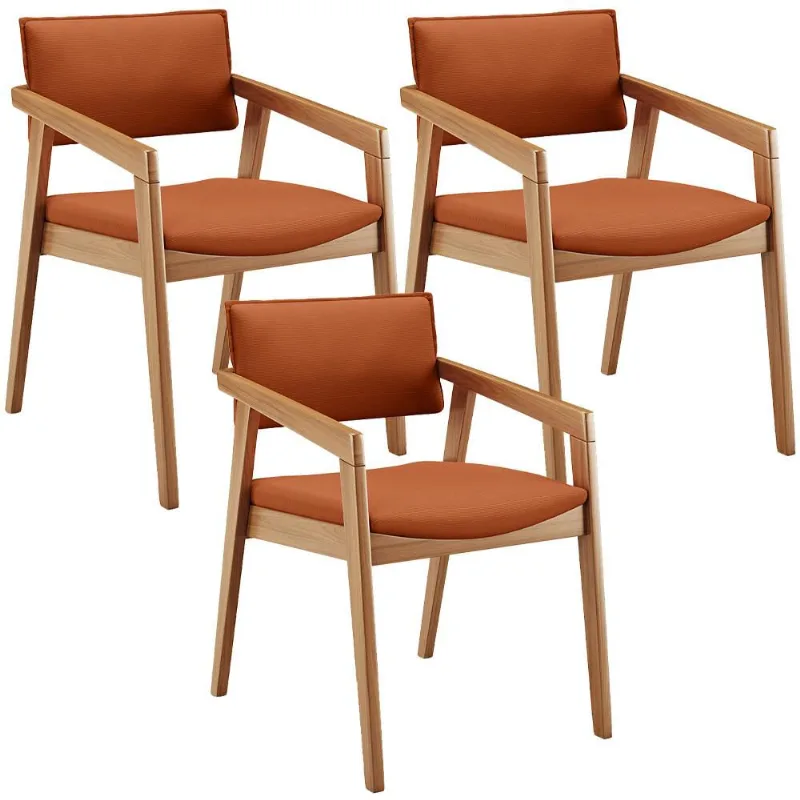 Kit 03 Cadeiras Para Sala de Jantar Estar Living Giorgia L02 Tecido Terracota - Lyam Decor - Lyam Decor