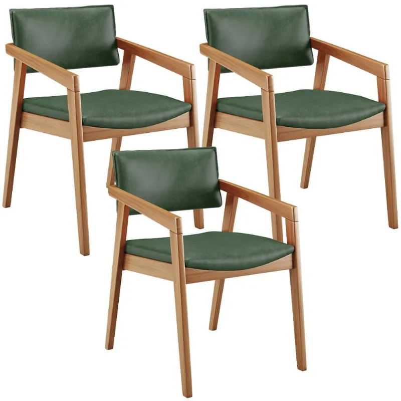 Kit 03 Cadeiras Para Sala de Jantar Estar Living Giorgia L02 Couríssimo Verde Musgo - Lyam Decor - Lyam Decor