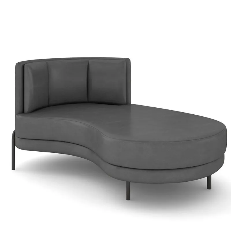 Sofá Chaise Longue Sala de Estar Living Lucca Direito D02 Corano Cinza C-03 - Lyam Decor - Lyam Decor
