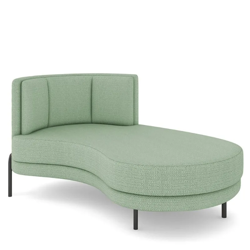Sofá Chaise Longue Sala de Estar Living Lucca Direito D02 Linho Verde D-477 - Lyam Decor - Lyam Decor