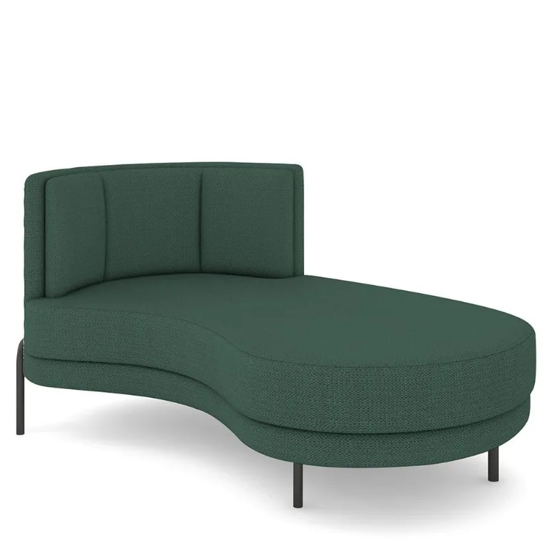 Sofá Chaise Longue Sala de Estar Living Lucca Direito D02 Linho Verde Musgo C-117 - Lyam Decor - Lyam Decor