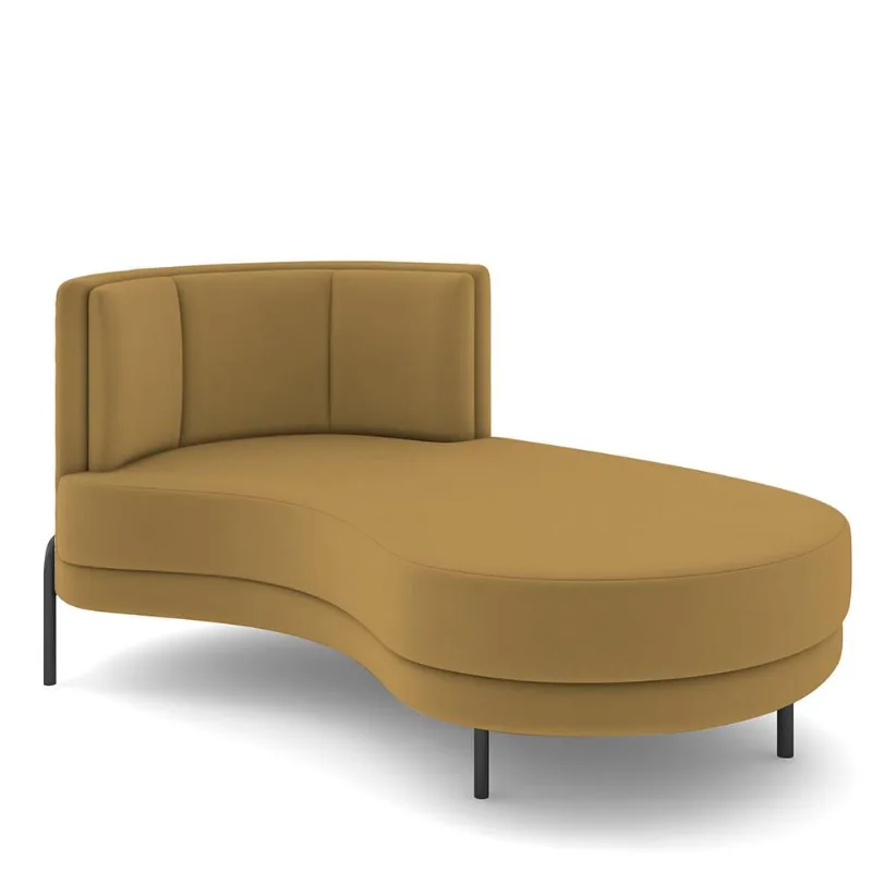 Sofá Chaise Longue Sala de Estar Living Lucca Direito D02 Veludo Mostarda C-260 - Lyam Decor - Lyam Decor
