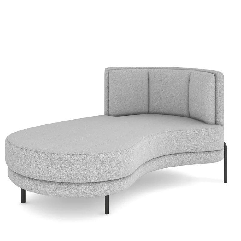 Sofá Chaise Longue Sala de Estar Living Lucca Esquerdo D02 Bouclê Cinza B-56 - Lyam Decor - Lyam Decor