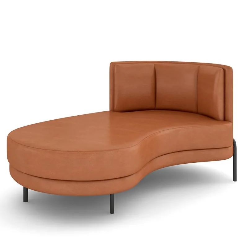 Sofá Chaise Longue Sala de Estar Living Lucca Esquerdo D02 Couríssimo Camel B-14 - Lyam Decor - Lyam Decor
