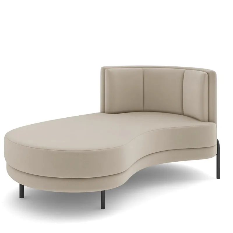 Sofá Chaise Longue Sala de Estar Living Lucca Esquerdo D02 Veludo Bege C-309 - Lyam Decor - Lyam Decor