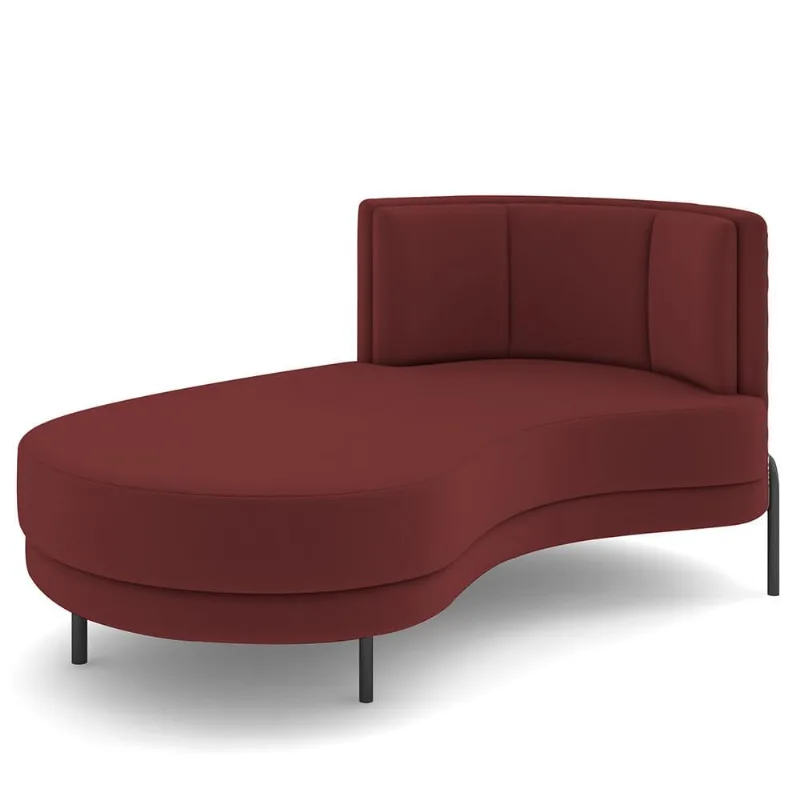 Sofá Chaise Longue Sala de Estar Living Lucca Esquerdo D02 Veludo Marsala C-278 - Lyam Decor - Lyam Decor