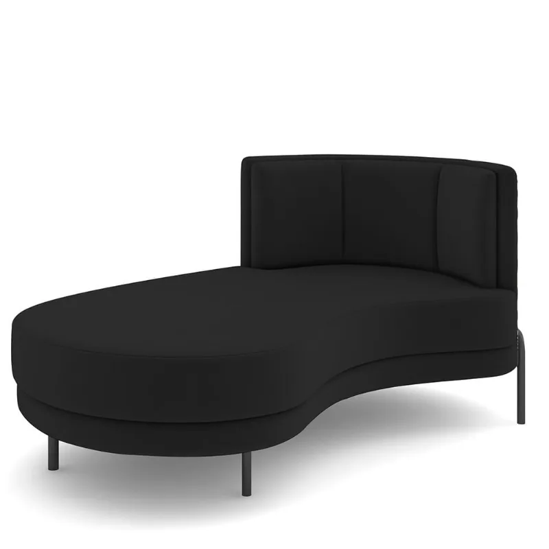 Sofá Chaise Longue Sala de Estar Living Lucca Esquerdo D02 Veludo Preto C-300 - Lyam Decor - Lyam Decor
