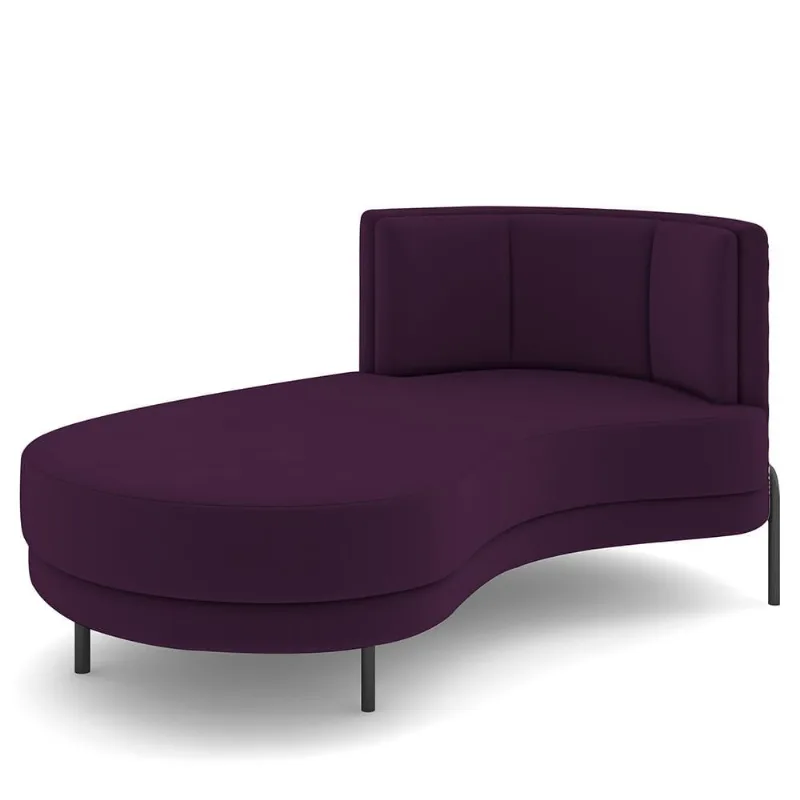 Sofá Chaise Longue Sala de Estar Living Lucca Esquerdo D02 Veludo Roxo C-292 - Lyam Decor - Lyam Decor
