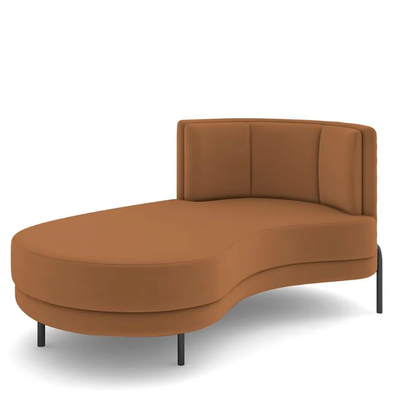 Sofá Chaise Longue Sala de Estar Living Lucca Esquerdo D02 Veludo Terracota C-262 - Lyam Decor - Lyam Decor