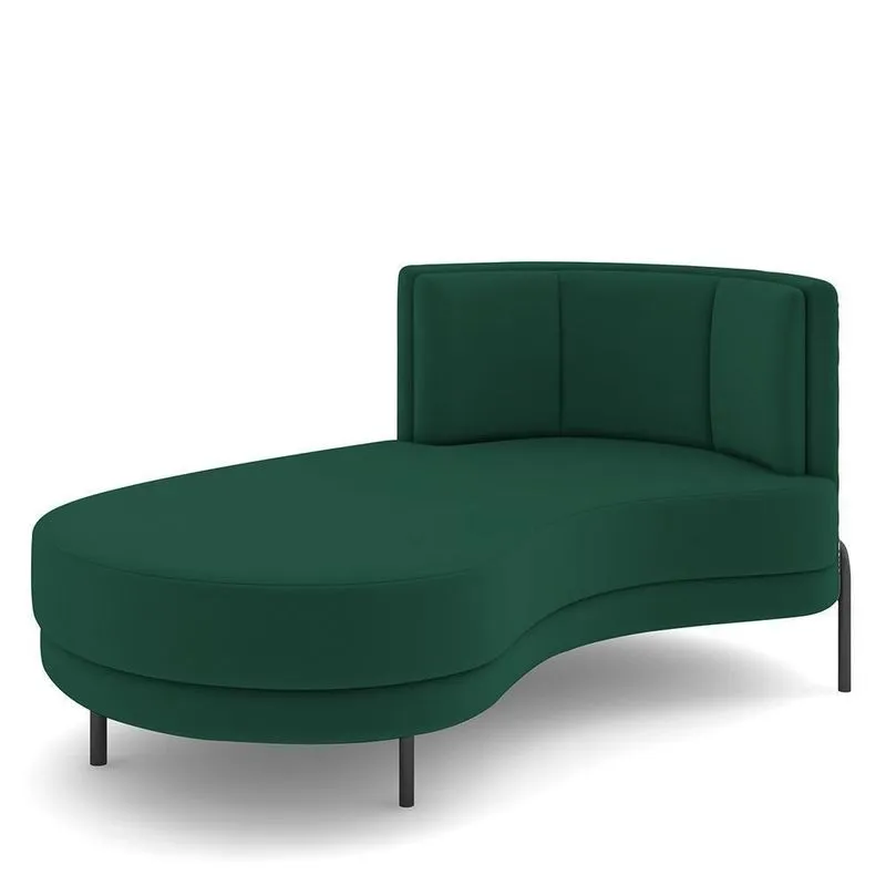 Sofá Chaise Longue Living Lucca Esquerdo D02 Veludo Verde C-303