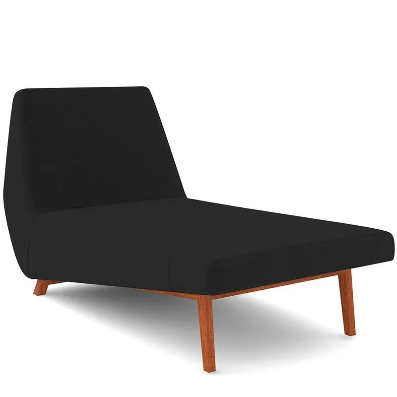 Sofá Chaise Longue Sala de Estar Living Parisi 155 cm D02 Veludo Preto C-300 - Lyam Decor