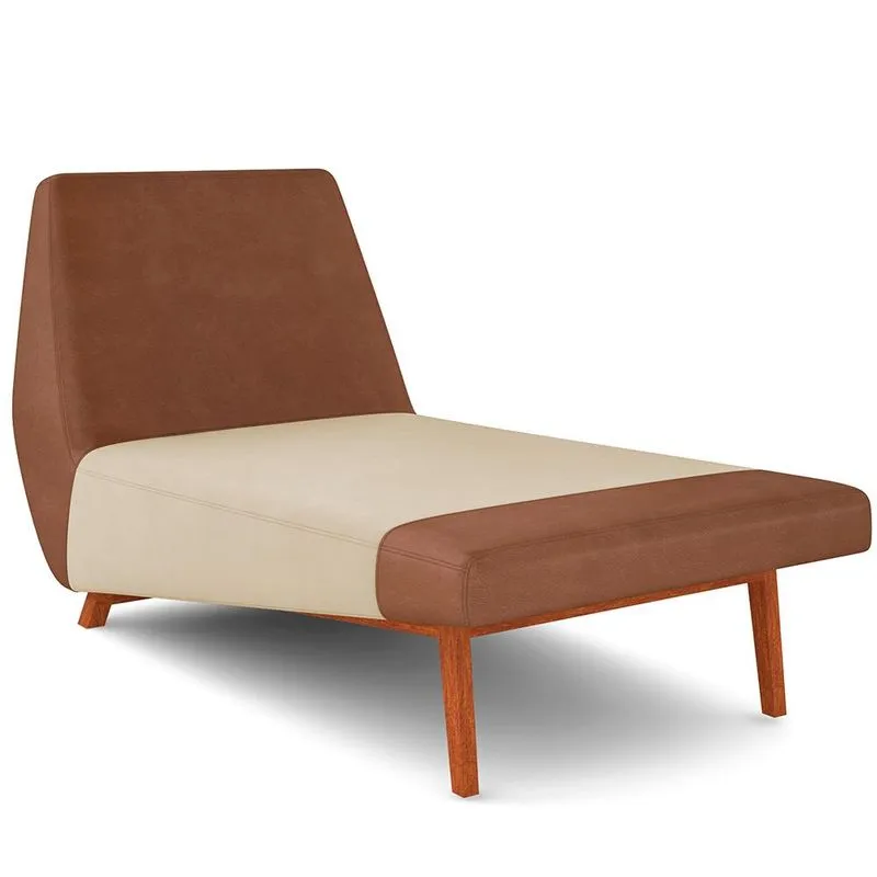 Sofá Chaise Longue Sala de Estar Living Parisi D02 Couríssimo Camel B-14 Linho Bege D-463 - Lyam Decor
