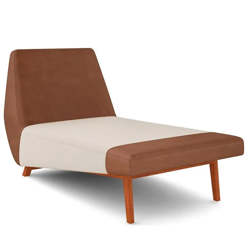 Sofá Chaise Longue Sala de Estar Living Parisi D02 Couríssimo Camel B-14 Linho Cru D-461 - Lyam Decor