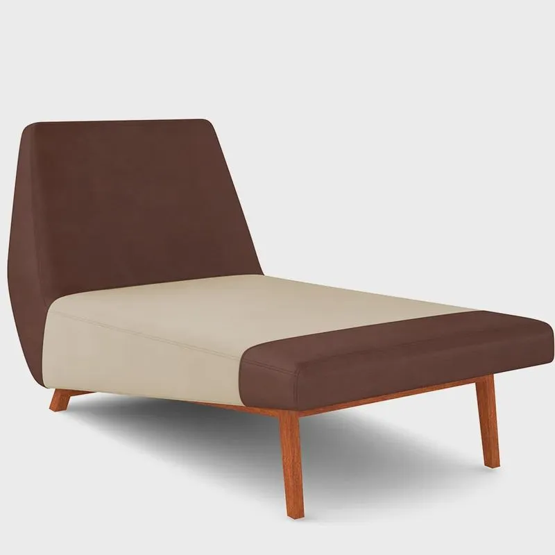 Sofá Chaise Longue Sala de Estar Living Parisi D02 Couríssimo Marrom B-38 Linho Bege D-463 - Lyam Decor