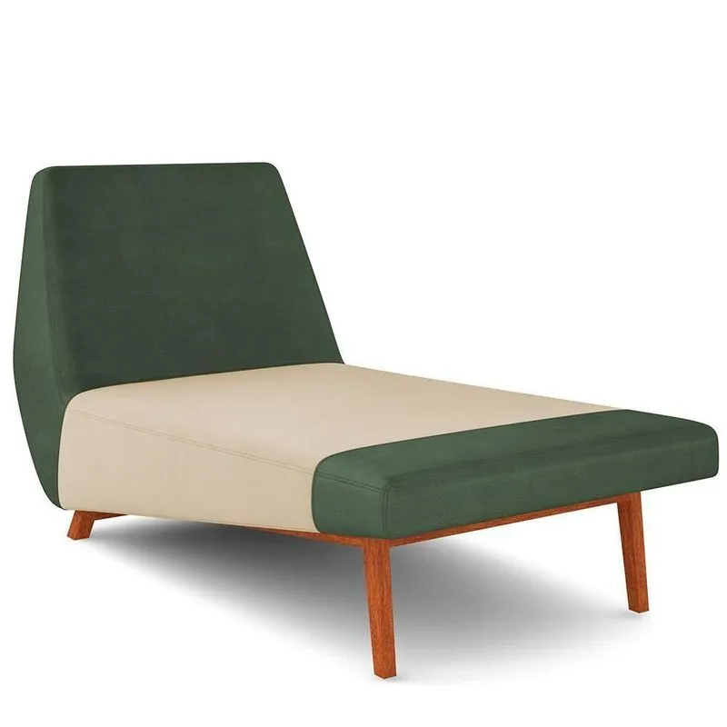 Sofá Chaise Longue Living Parisi D02 Couríssimo Verde B-89 Linho Bege D-463