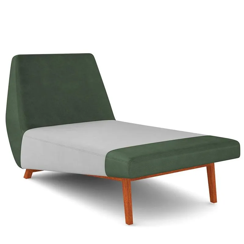 Sofá Chaise Longue Sala de Estar Living Parisi D02 Couríssimo Verde B-89 Linho Cinza D-315 - Lyam Decor
