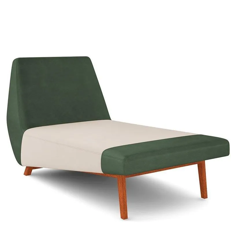 Sofá Chaise Longue Living Parisi D02 Couríssimo Verde B-89 Linho Cru D-461