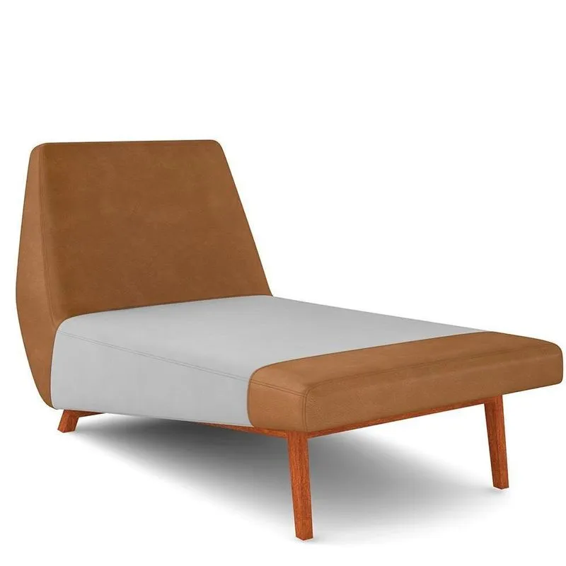 Sofá Chaise Longue Living Parisi D02 Couríssimo Whisky B-90 Linho Cinza D-315