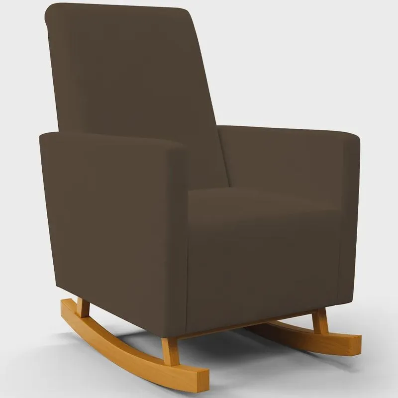 Poltrona de Amamentação com Balanço Ravena W01 Suede Marrom - Lyam Decor