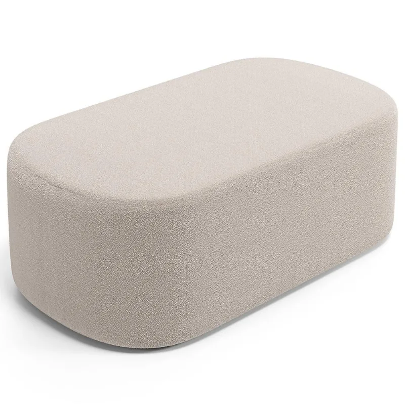 Puff Decorativo Orgânico para Living Quarto 100cm Doha W01 Bouclê Creme - Lyam Decor