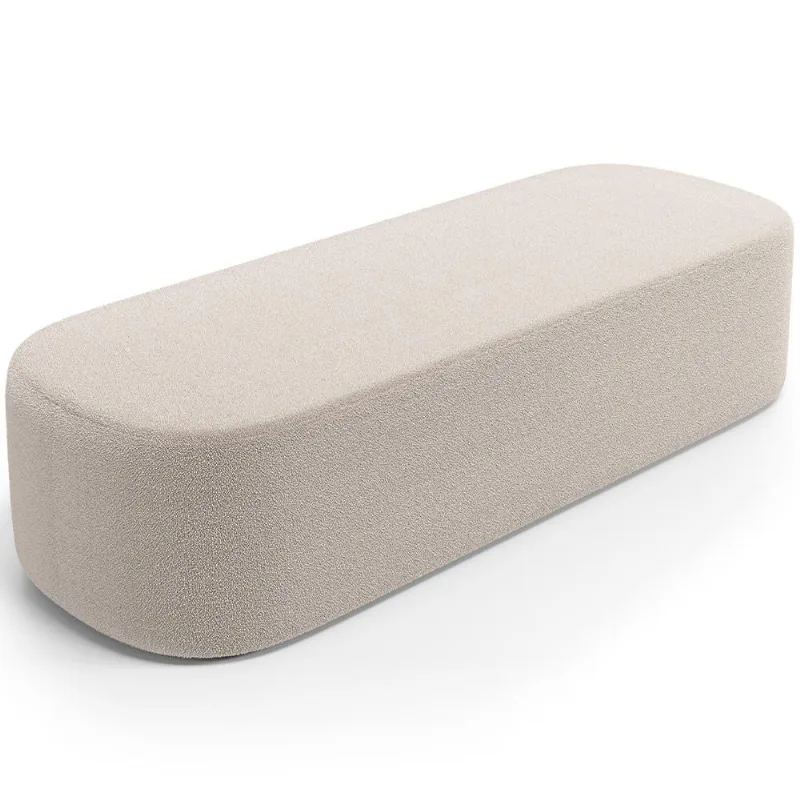 Puff Decorativo Orgânico para Living Quarto 195cm Doha W01 Bouclê Creme - Lyam Decor