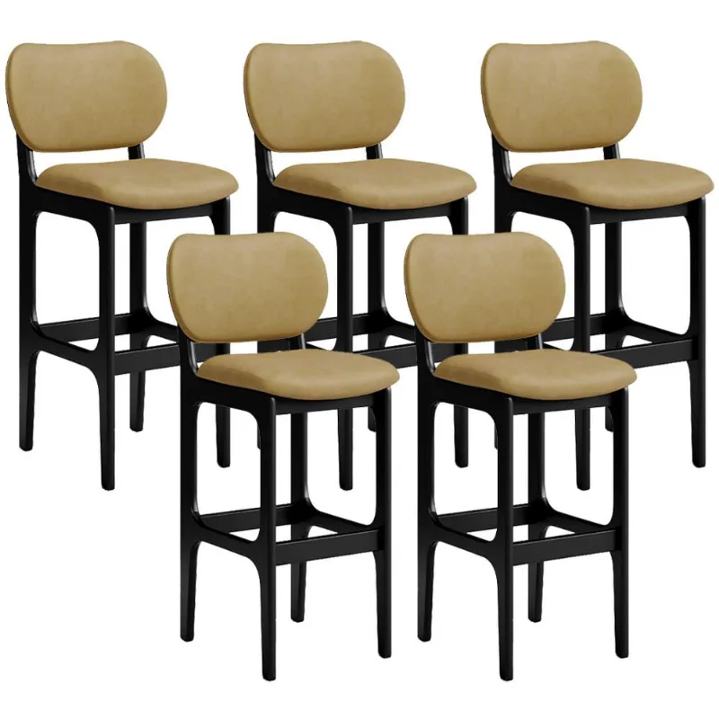 Kit 5 Banquetas Alta Bar Cozinha Sala Jantar Fixa Betta L02 Preto Couríssimo Casco Fendi - Lyam Decor - Lyam Decor