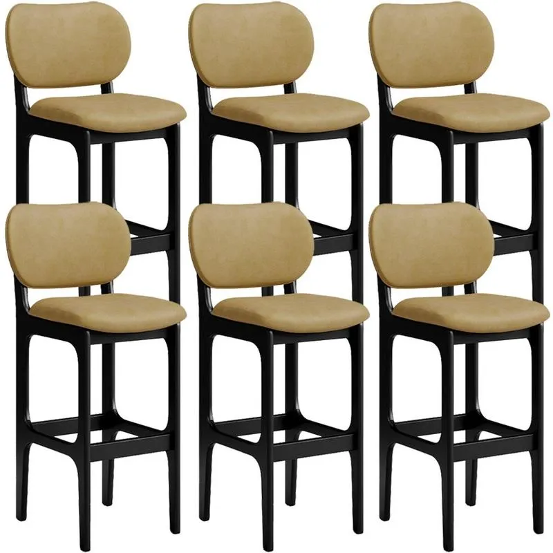 Kit 6 Banquetas Alta Bar Cozinha Sala Jantar Fixa Betta L02 Preto Couríssimo Casco Fendi - Lyam Decor