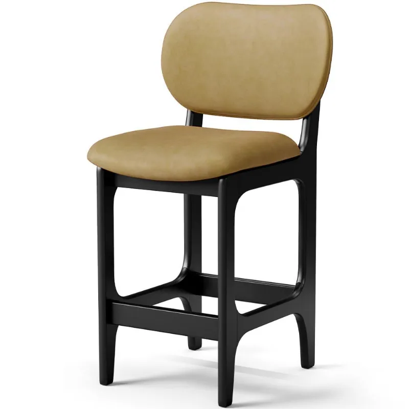 Banqueta Baixa Bar Cozinha E Sala De Jantar Fixa Betta L02 Preto Couríssimo Casco Fendi - Lyam Decor