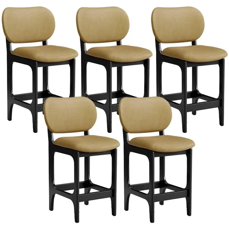 Kit 05 Banquetas Baixa Bar Cozinha E Sala De Jantar Fixa Betta L02 Preto Couríssimo Casco Fendi - Lyam Decor