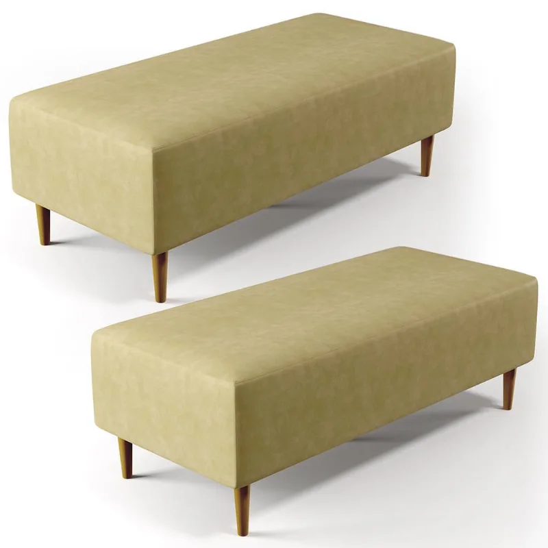 Kit 02 Puffs Decorativo Sala de Estar Bali W01 Pés Palito 120x50 cm Couríssimo Casco Fendi - Lyam