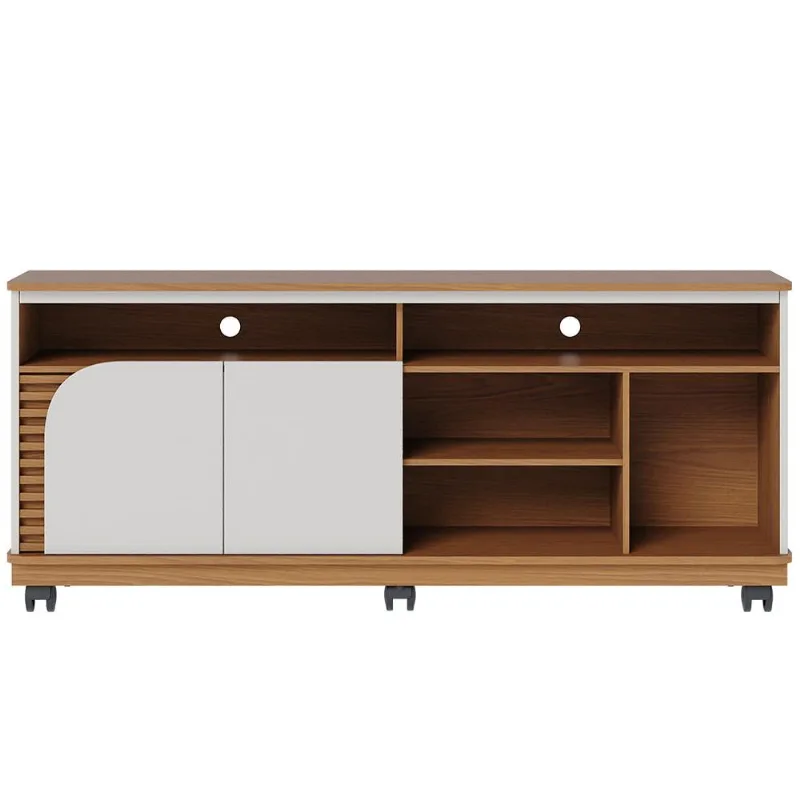 Rack para Sala De Estar TV 65 Pol com Rodízios Laguna C04 Freijó Off White - Lyam Decor - Lyam Decor