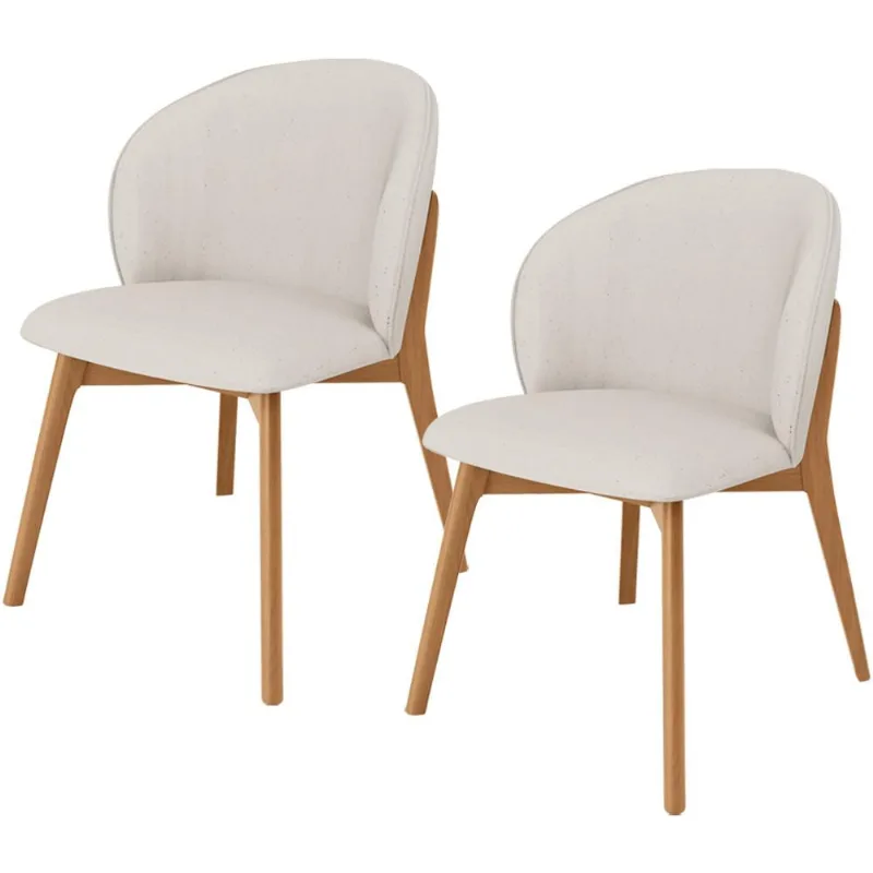 Kit 02 Cadeiras de Jantar e Estar Living Estofada Mia L02 Linho Cru - Lyam Decor - Lyam Decor