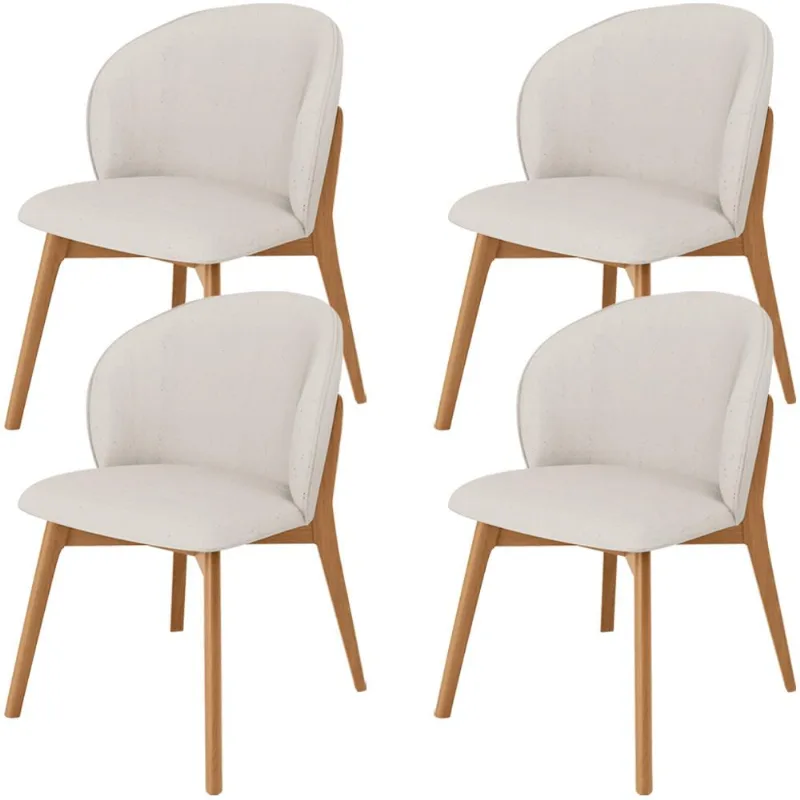 Kit 04 Cadeiras de Jantar e Estar Living Estofada Mia L02 Linho Cru - Lyam Decor - Lyam Decor