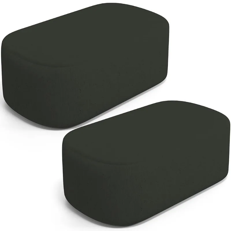 Kit 02 Puffs Decorativos Orgânicos Para Living Quarto 100cm Doha W01 Linho Verde Musgo - Lyam Decor