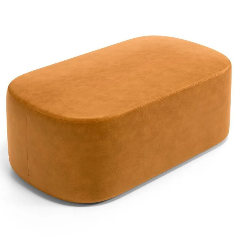 Puff Decorativo Orgânico Para Living Quarto 100cm Doha W01 Couríssimo Whisky - Lyam Decor