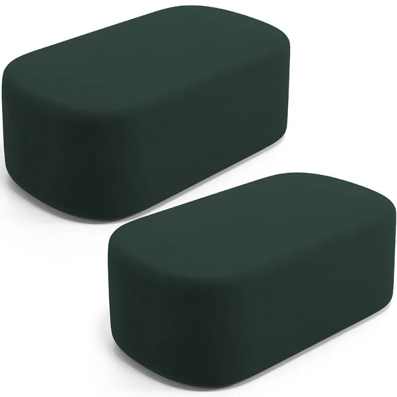 Kit 02 Puffs Decorativos Orgânicos Para Living Quarto 100cm Doha W01 Suede Verde Musgo - Lyam Decor